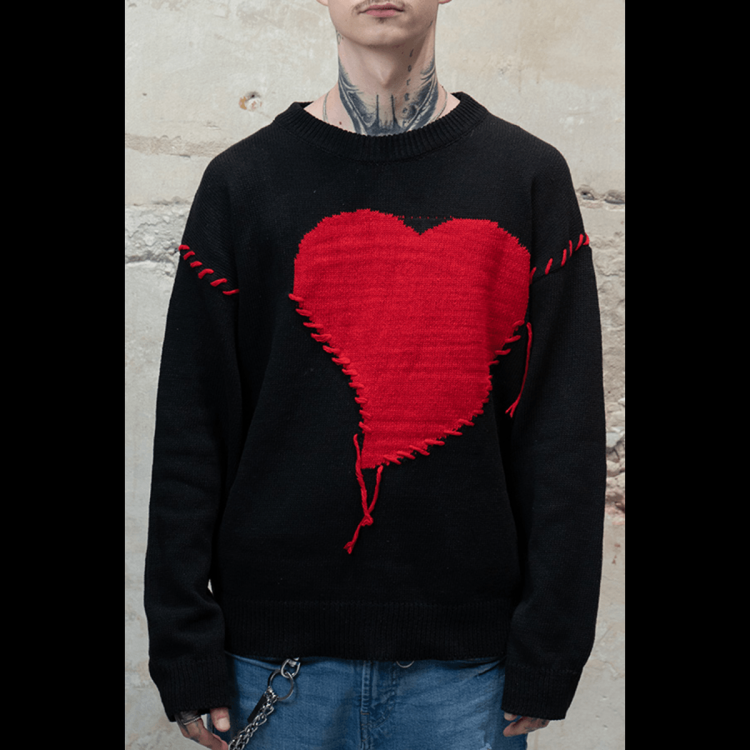 Stitched Heart Knit - Black